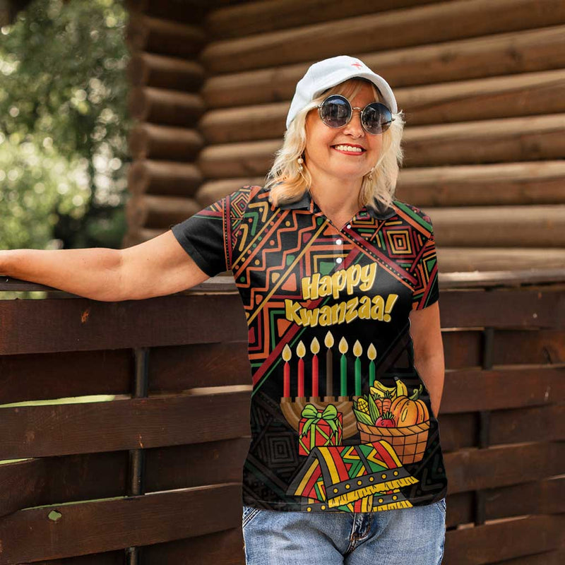 African Happy Kwanzaa Women Polo Shirt