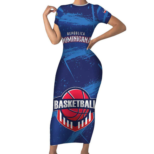Custom Dominican Republic Basketball Enjoy The Game Short Sleeve Bodycon Dress