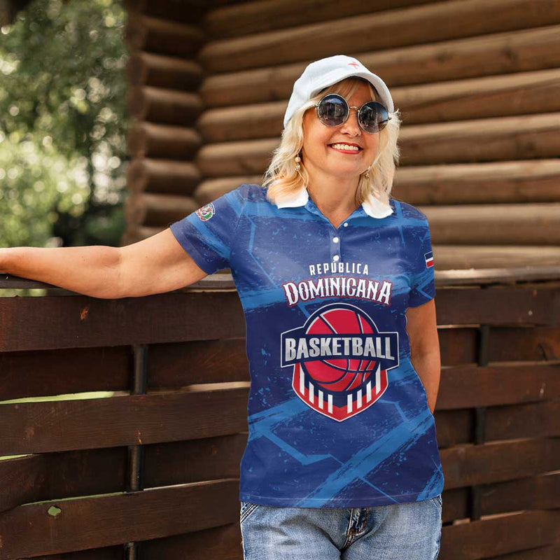 Custom Dominican Republic Basketball Enjoy The Game Women Polo Shirt