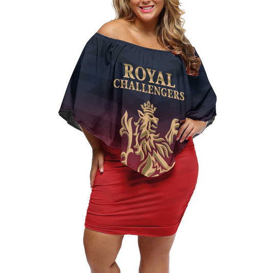 Custom Bengaluru 2025 Cricket Royal Challengers Lions Play Bold Off Shoulder Short Dress