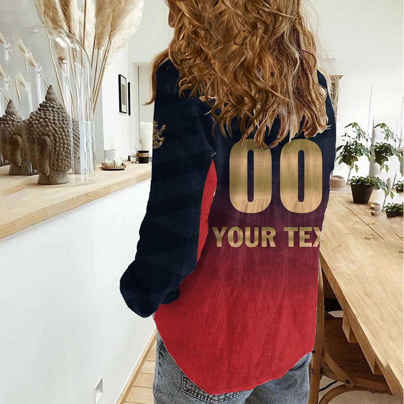 Custom Bengaluru 2025 Cricket Royal Challengers Lions Play Bold Women Casual Shirt