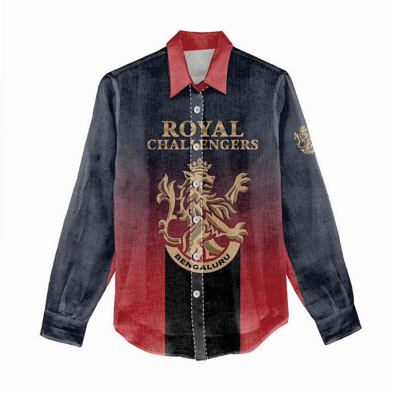 Custom Bengaluru 2025 Cricket Royal Challengers Lions Play Bold Women Casual Shirt