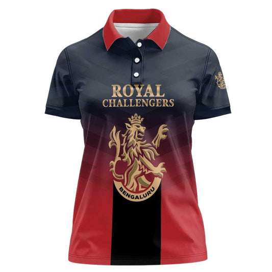 Custom Bengaluru 2025 Cricket Royal Challengers Lions Play Bold Women Polo Shirt