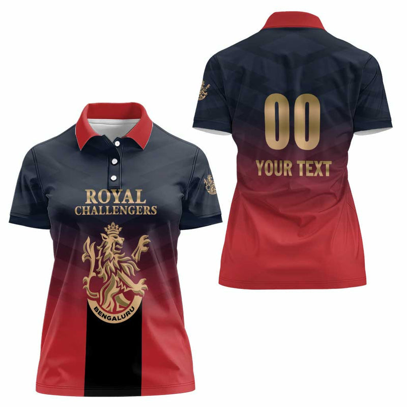Custom Bengaluru 2025 Cricket Royal Challengers Lions Play Bold Women Polo Shirt