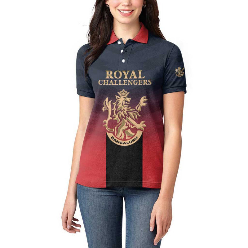 Custom Bengaluru 2025 Cricket Royal Challengers Lions Play Bold Women Polo Shirt