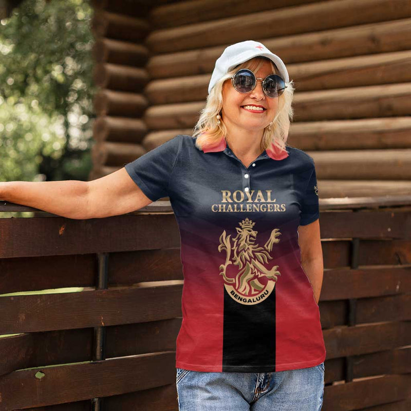 Custom Bengaluru 2025 Cricket Royal Challengers Lions Play Bold Women Polo Shirt