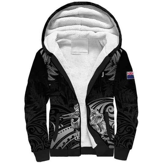 Custom New Zealand 2024 Rugby Silver Fern Aotearoa Kiwi Sherpa Hoodie