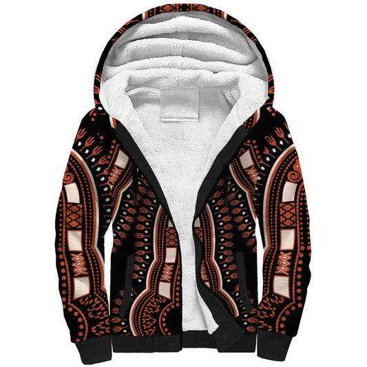 African Dashiki Pattern Vintage Sherpa Hoodie