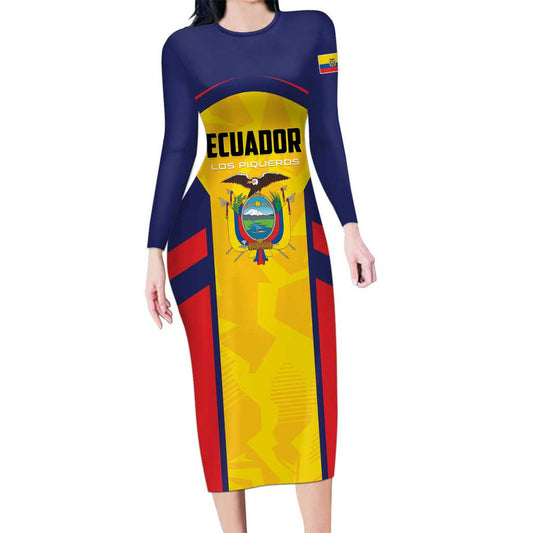 Custom Ecuador Rugby Los Piqueros Go Champions Long Sleeve Bodycon Dress