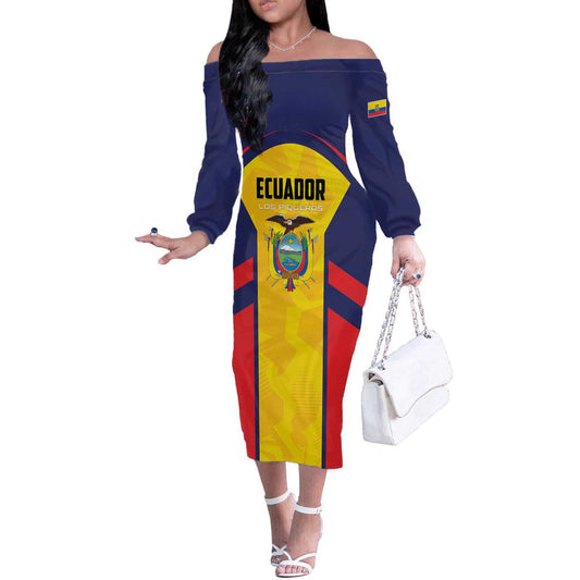 Custom Ecuador Rugby Los Piqueros Go Champions Off The Shoulder Long Sleeve Dress