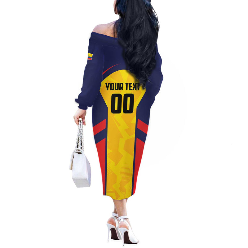 Custom Ecuador Rugby Los Piqueros Go Champions Off The Shoulder Long Sleeve Dress