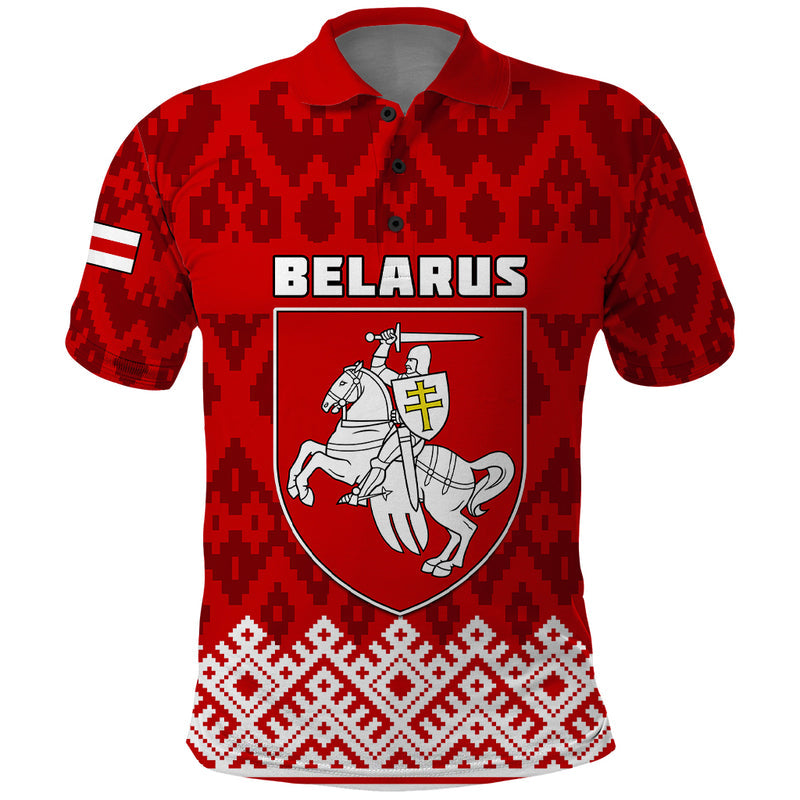 Custom Belarus 1991 Belarusian Coat Of Arms Mix Folk Pattern Polo Shirt