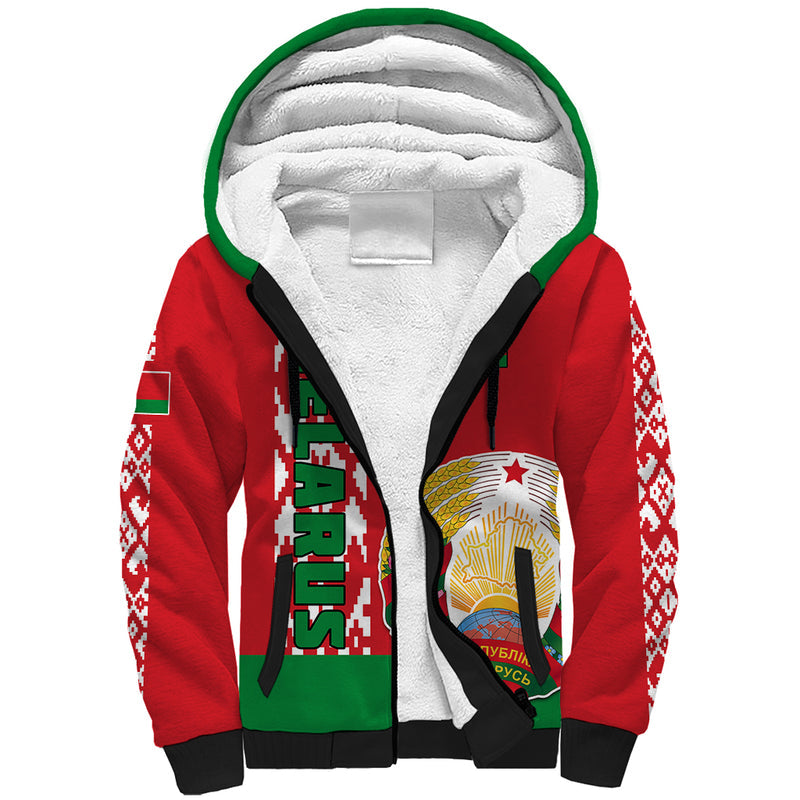 Custom Belarus Belarusian Coat Of Arms Flag Style Sherpa Hoodie