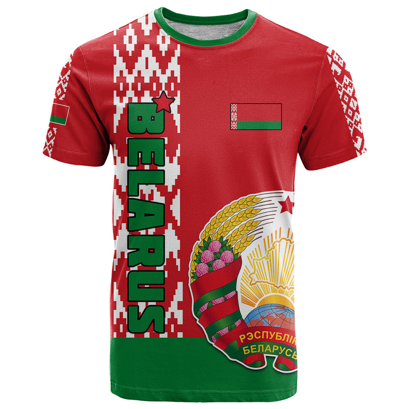 Custom Belarus Belarusian Coat Of Arms Flag Style T Shirt
