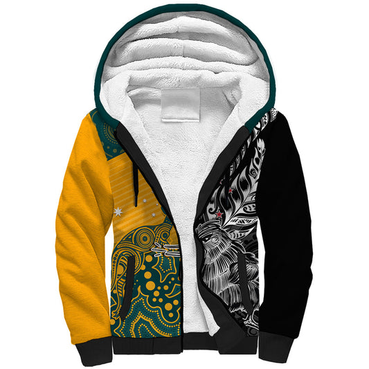 Custom New Zealand And Australia Rugby Wallabies Kiwi Silver Fern 2023 World Cup Sherpa Hoodie