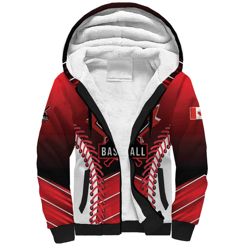 Custom Canada Baseball Go Champion The Maple Leaf Sherpa Hoodie
