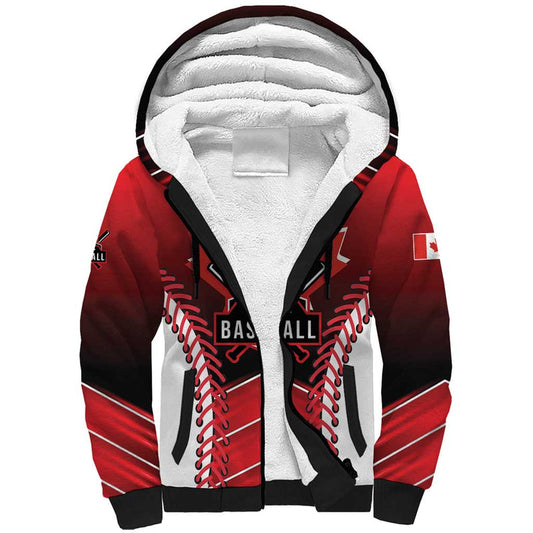 Custom Canada Baseball Go Champion The Maple Leaf Sherpa Hoodie