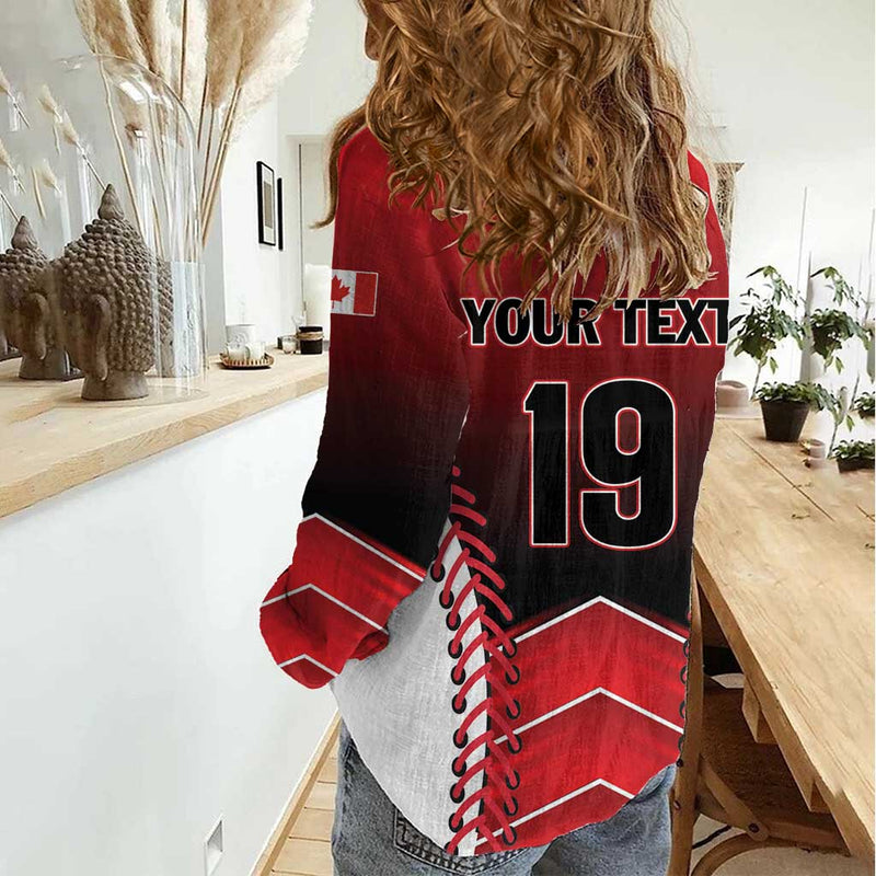 Custom Canada Baseball Go Champion The Maple Leaf Women Casual Shirt