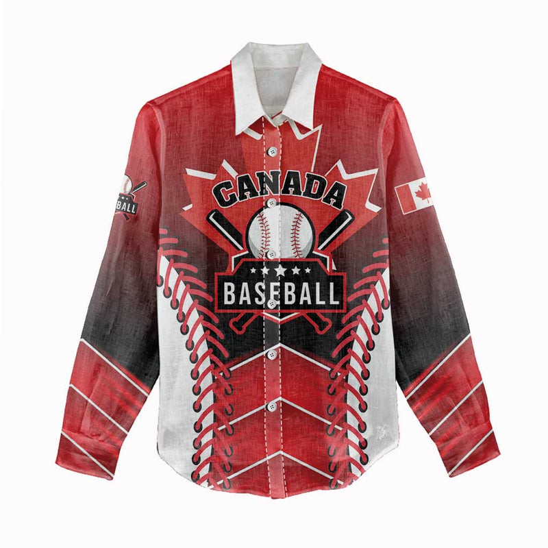 Custom Canada Baseball Go Champion The Maple Leaf Women Casual Shirt