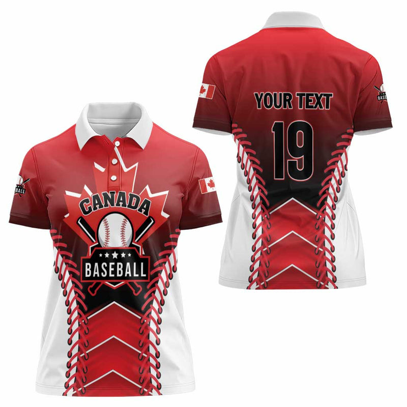 Custom Canada Baseball Go Champion The Maple Leaf Women Polo Shirt