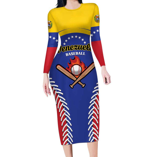 Custom Baseball Venezuela Team Venezuela Go Champions Long Sleeve Bodycon Dress