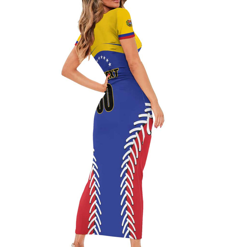 Custom Baseball Venezuela Team Venezuela Go Champions Short Sleeve Bodycon Dress