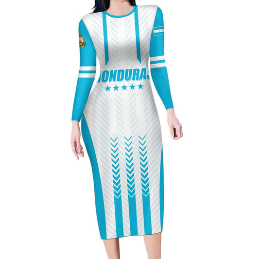 Custom Honduras Football Vamos Los Catrachos Long Sleeve Bodycon Dress