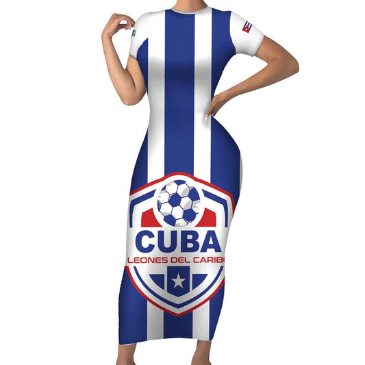 Custom Cuba Football Los Leones Del Caribe Short Sleeve Bodycon Dress