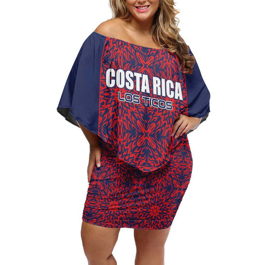 Custom Costa Rica Football Los Ticos Unique Pattern Off Shoulder Short Dress