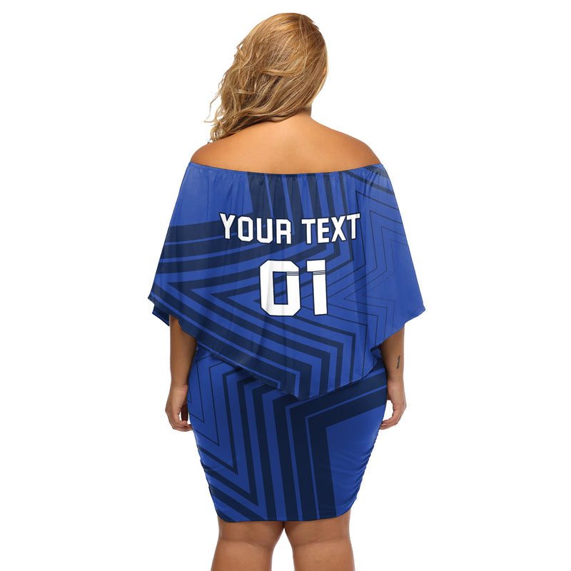 Custom France 2024 Football Allez Les Bleus Off Shoulder Short Dress