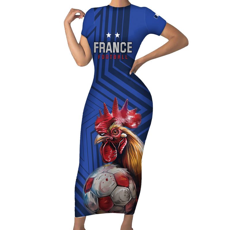 Custom France 2024 Football Allez Les Bleus Short Sleeve Bodycon Dress