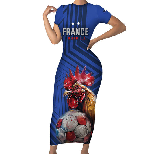 Custom France 2024 Football Allez Les Bleus Short Sleeve Bodycon Dress