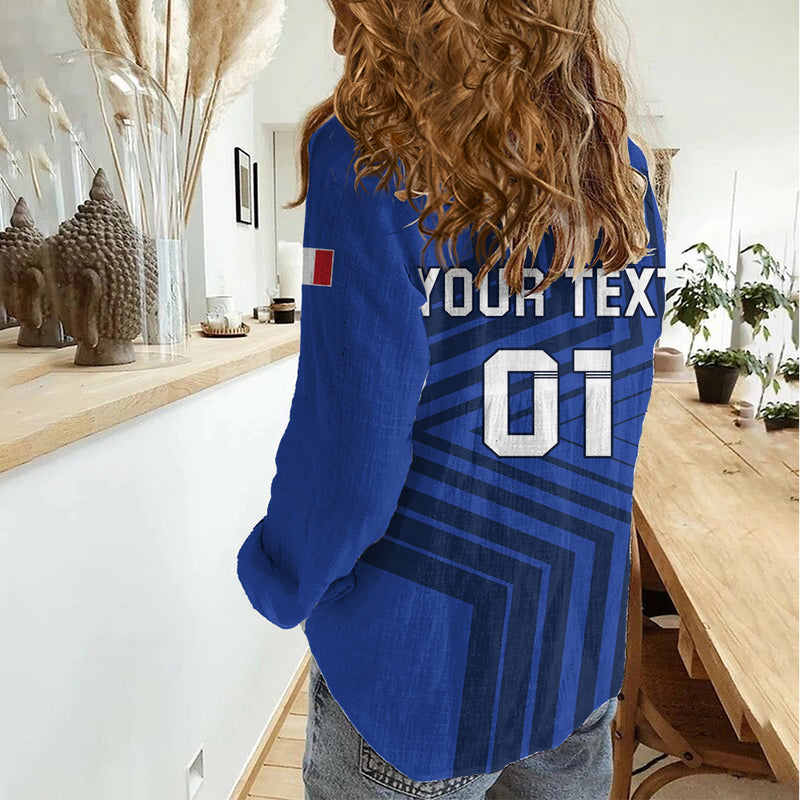 Custom France 2024 Football Allez Les Bleus Women Casual Shirt