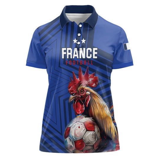 Custom France 2024 Football Allez Les Bleus Women Polo Shirt