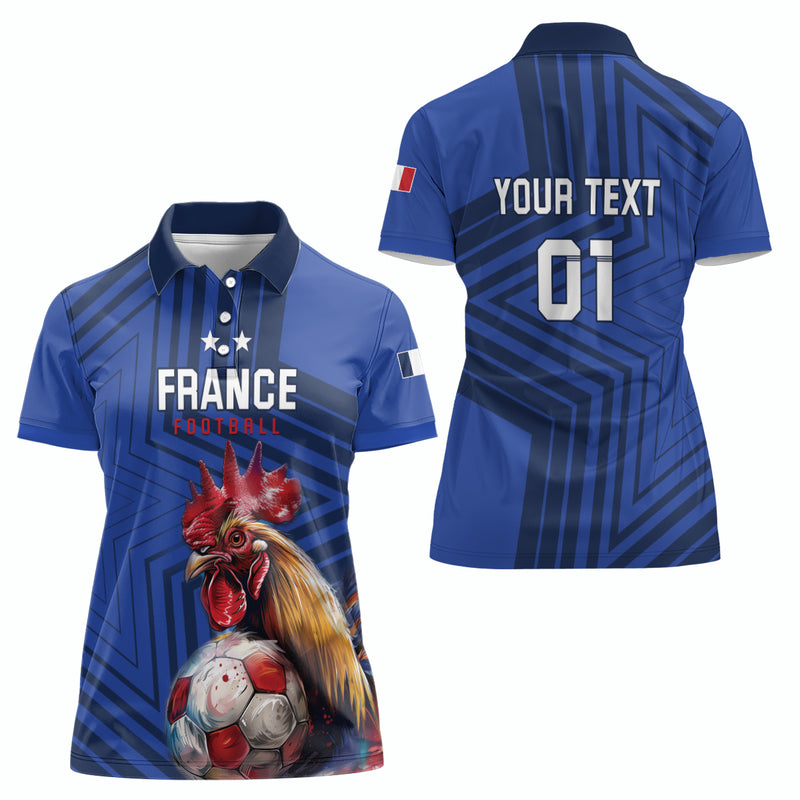 Custom France 2024 Football Allez Les Bleus Women Polo Shirt