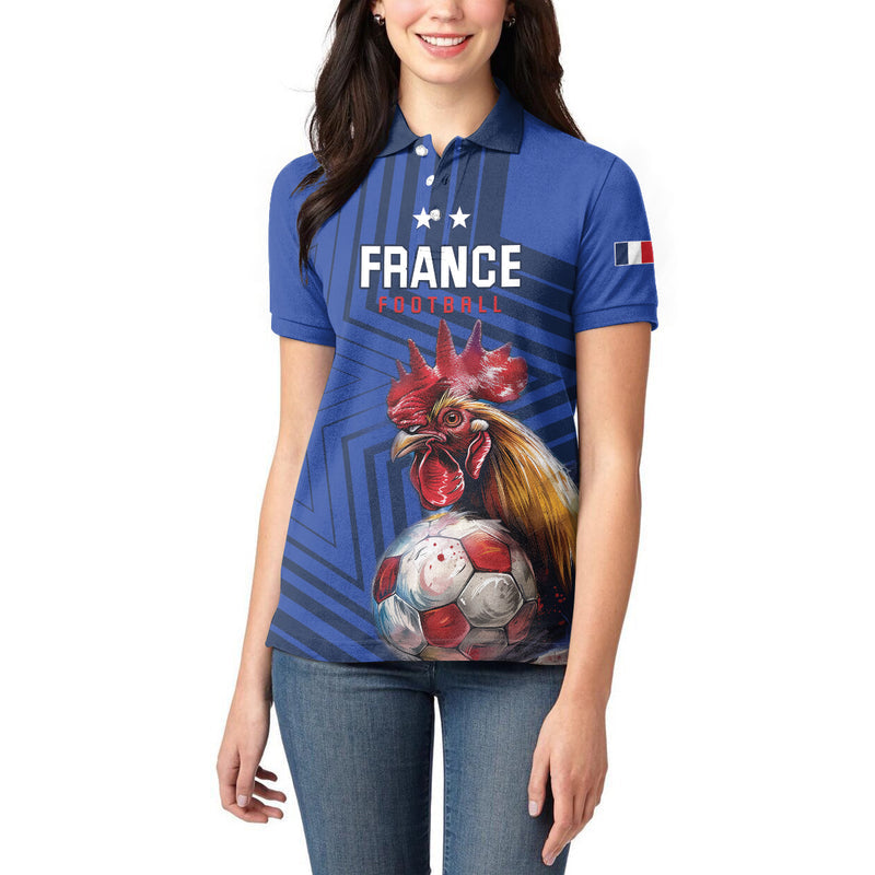 Custom France 2024 Football Allez Les Bleus Women Polo Shirt