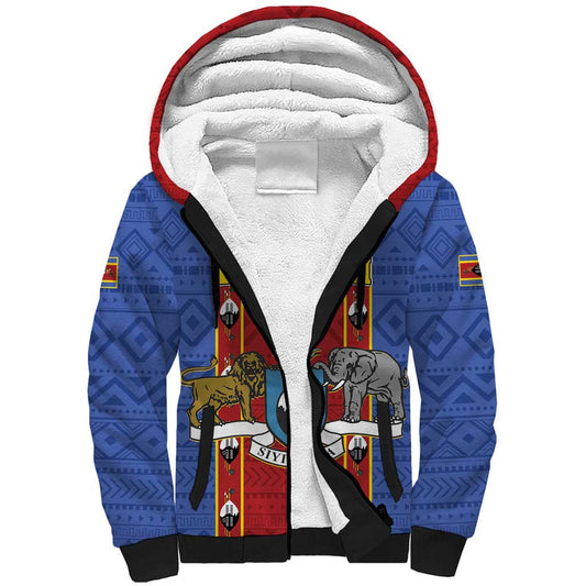 Eswatini African Pattern Swaziland Shield Siyinqaba Sherpa Hoodie