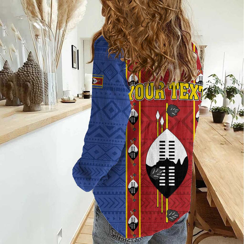 Eswatini African Pattern Swaziland Shield Siyinqaba Women Casual Shirt