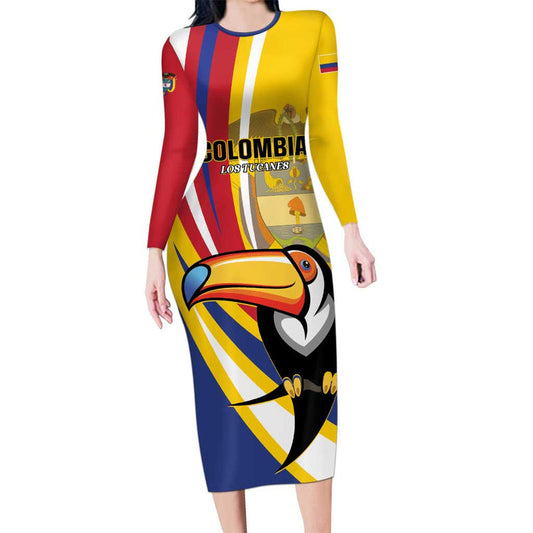 Custom Colombia Rugby Los Tucanes Go Champions Long Sleeve Bodycon Dress