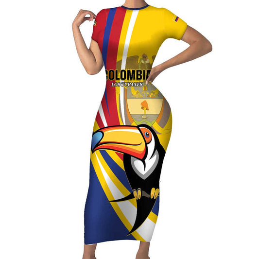 Custom Colombia Rugby Los Tucanes Go Champions Short Sleeve Bodycon Dress