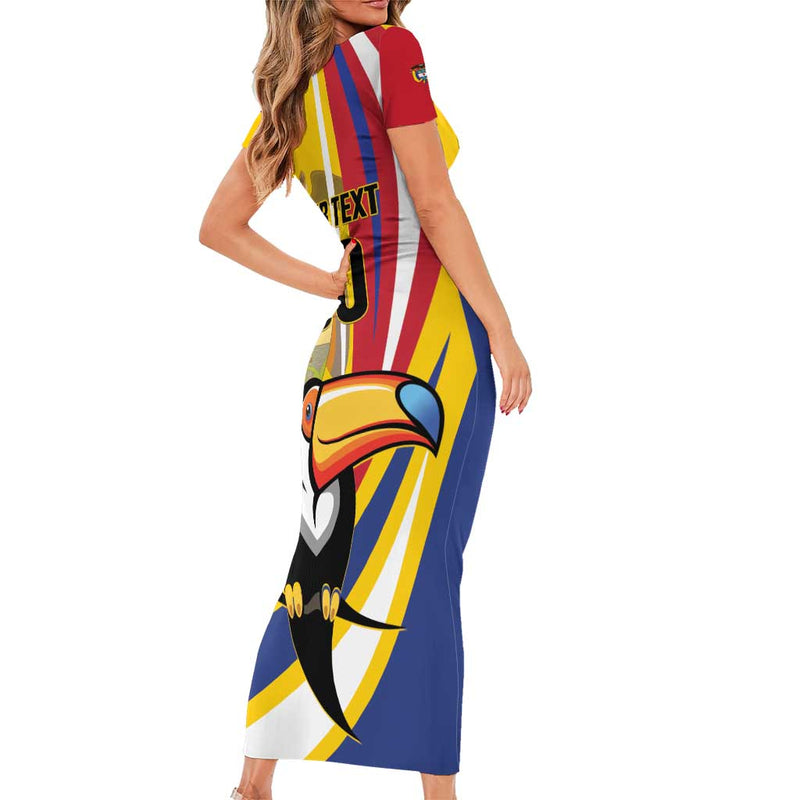 Custom Colombia Rugby Los Tucanes Go Champions Short Sleeve Bodycon Dress