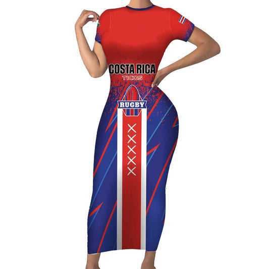 Custom Costa Rica Rugby Ticos Go Champions Short Sleeve Bodycon Dress