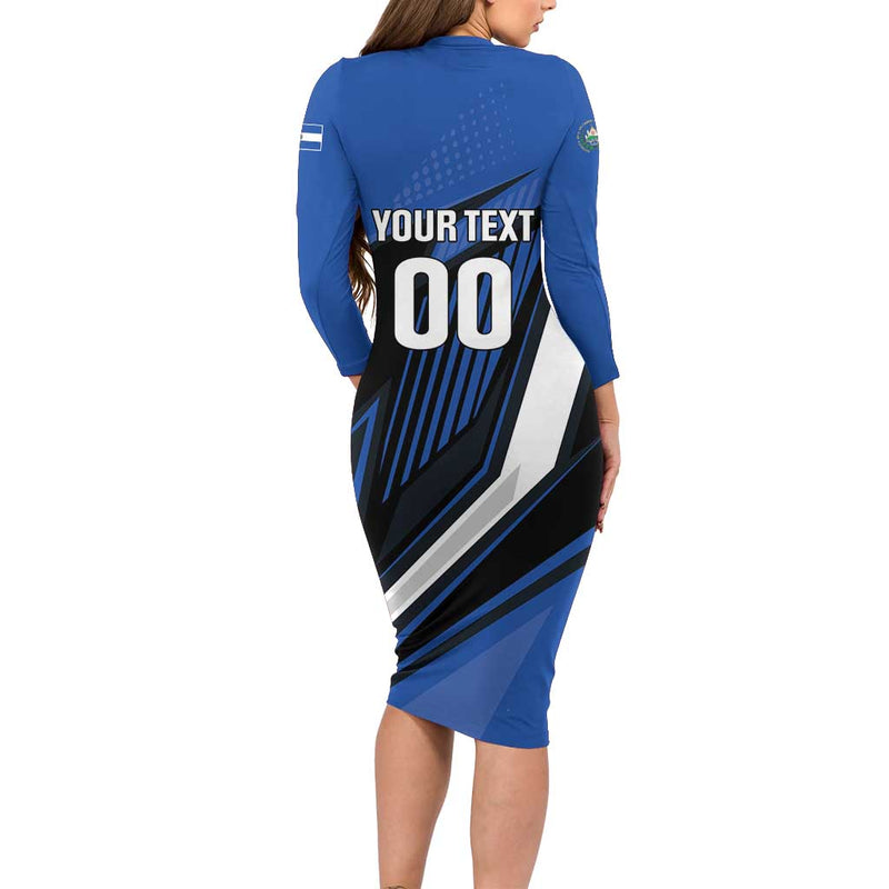 Custom El Salvador Rugby Los Torogoces Go Champions Long Sleeve Bodycon Dress