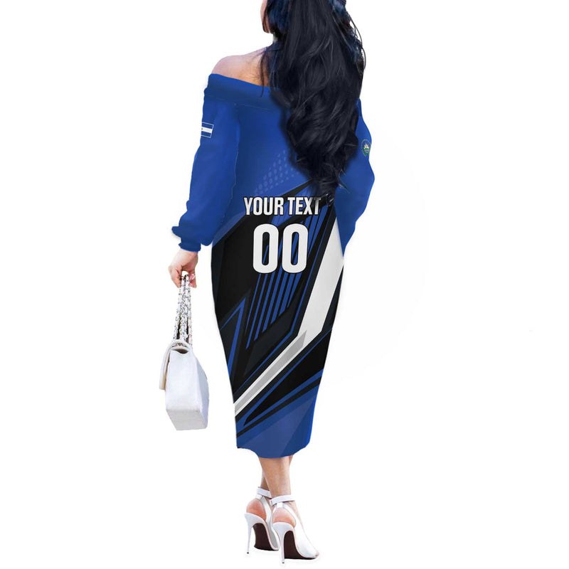 Custom El Salvador Rugby Los Torogoces Go Champions Off The Shoulder Long Sleeve Dress