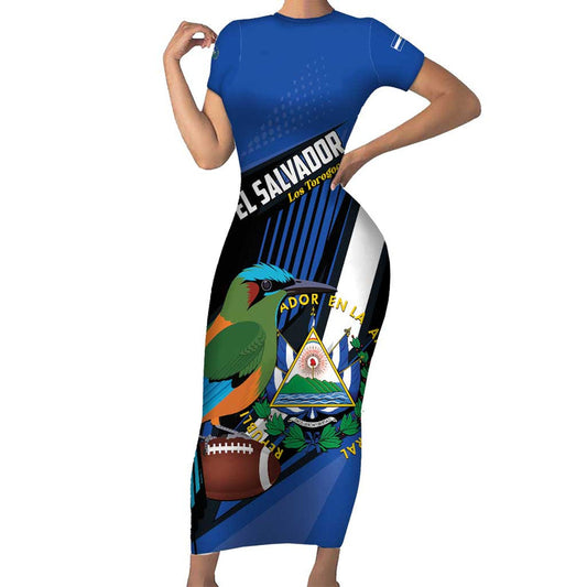 Custom El Salvador Rugby Los Torogoces Go Champions Short Sleeve Bodycon Dress
