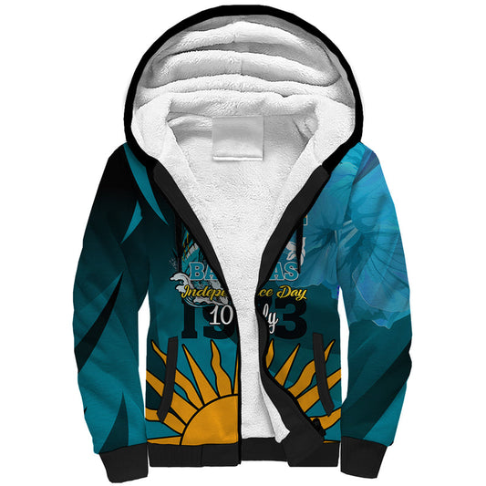 10 July The Bahamas Independence Day Bahamian Blue Marlin With Hibiscus Sherpa Hoodie