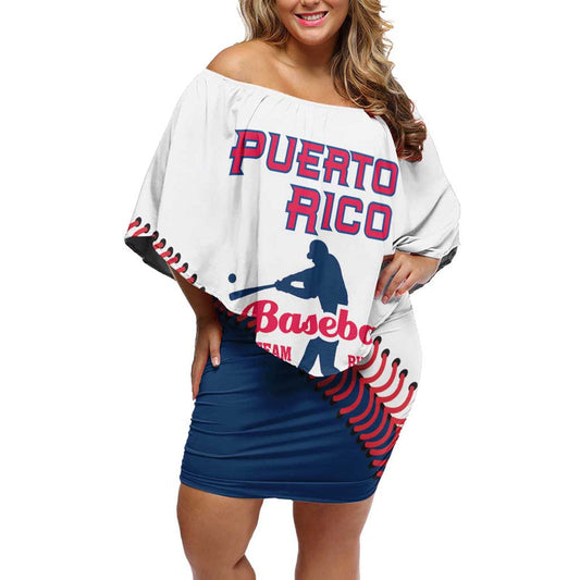 Custom Baseball Puerto Rico 2025 Team Rubio Retro Style Off Shoulder Short Dress