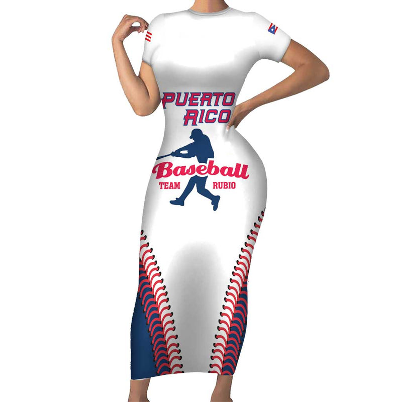 Custom Baseball Puerto Rico 2025 Team Rubio Retro Style Short Sleeve Bodycon Dress