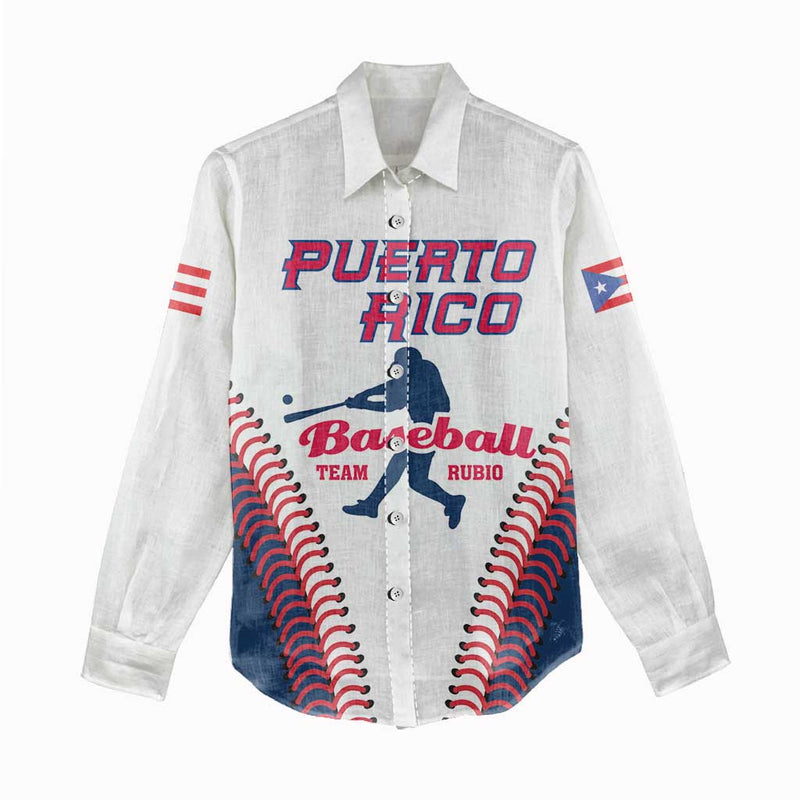 Custom Baseball Puerto Rico 2025 Team Rubio Retro Style Women Casual Shirt