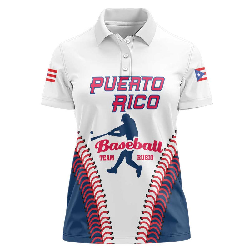 Custom Baseball Puerto Rico 2025 Team Rubio Retro Style Women Polo Shirt